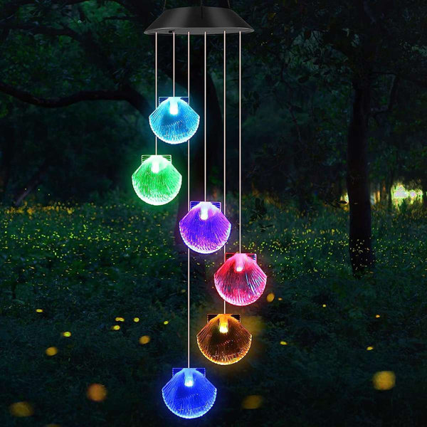 Arlmont Co. Aiddan Seashell Solar Wind Chimes Outdoor Decorative